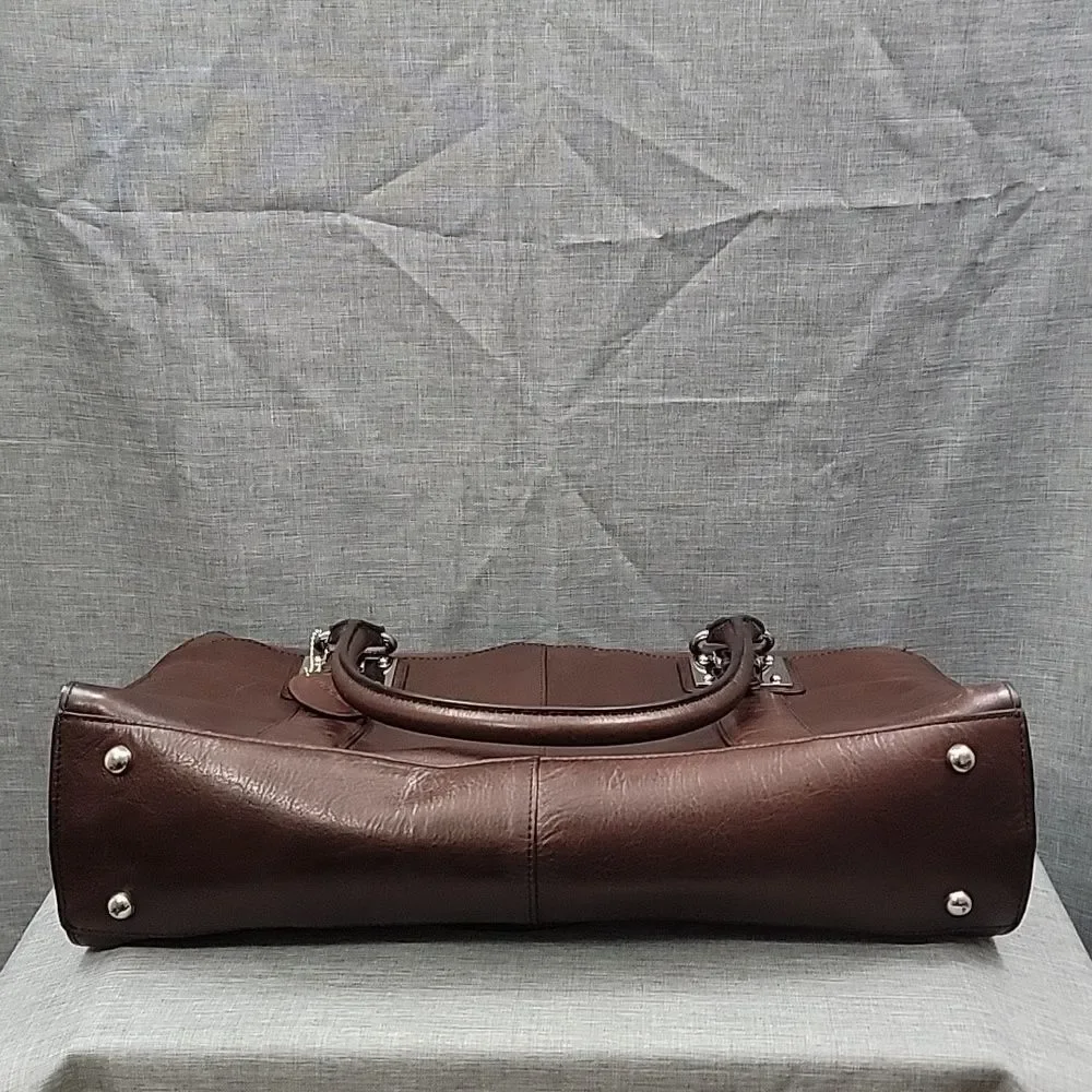 Wilson's VTG Women's Dark Brown Leather Briefcase Silver Hardware Computer Bag